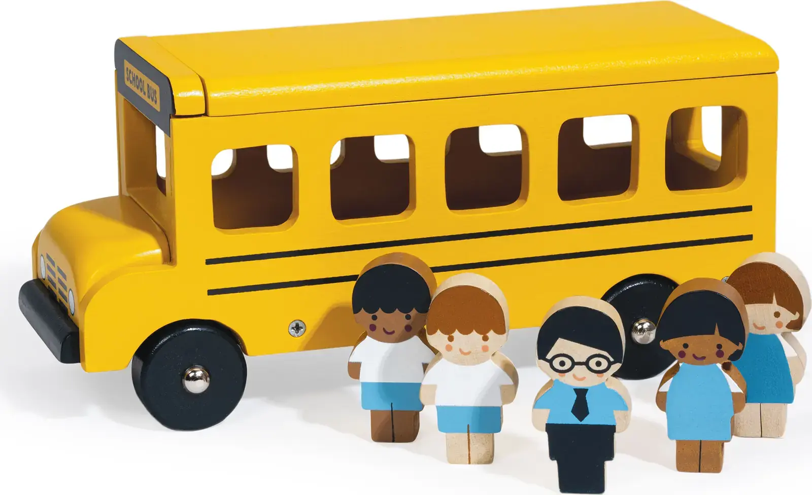 Dřevěný školní autobus s figurkami Mentari Little Friends School Bus uni