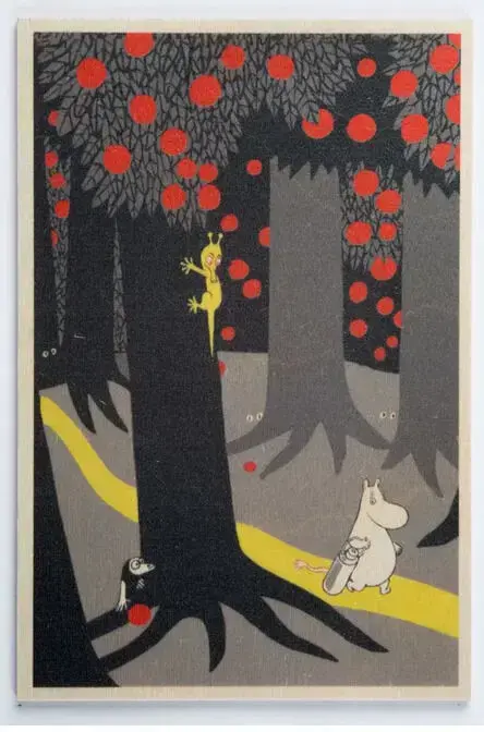 Dřevěná pohlednice Anglo-Nordic Moomin v lese uni