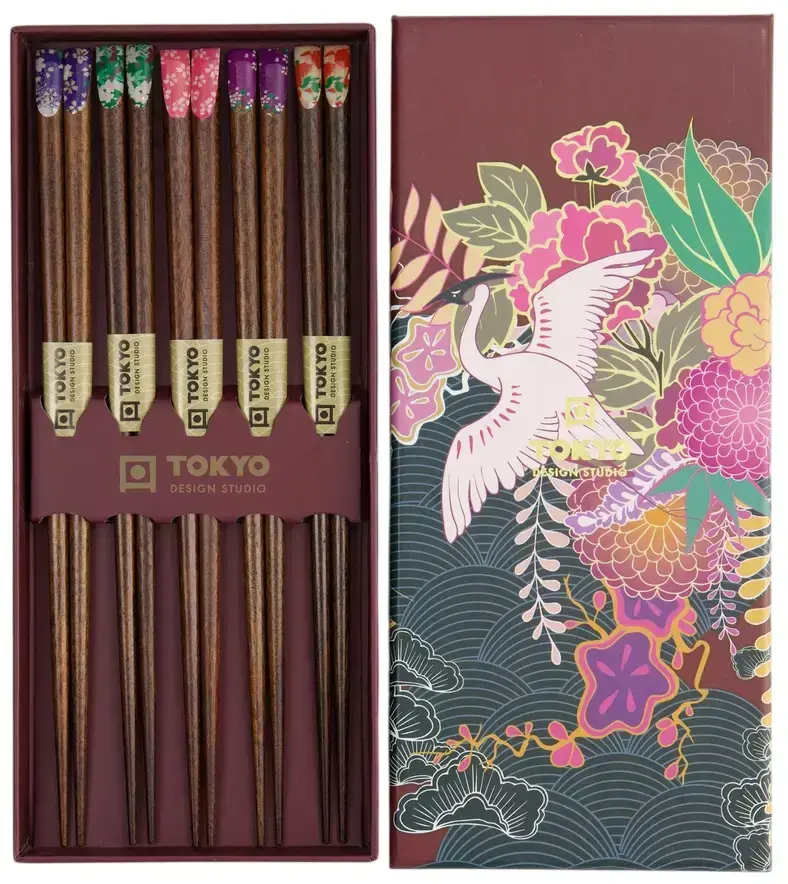 Dárková sada jídelních hůlek Tokyo Design Studio Japan Flower 5 párů