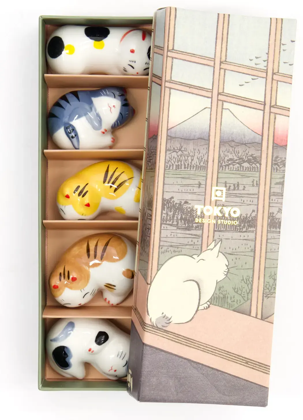 Kawaii dárková sada podložek na hůlky Tokyo Design Studio - Cat 5 ks uni