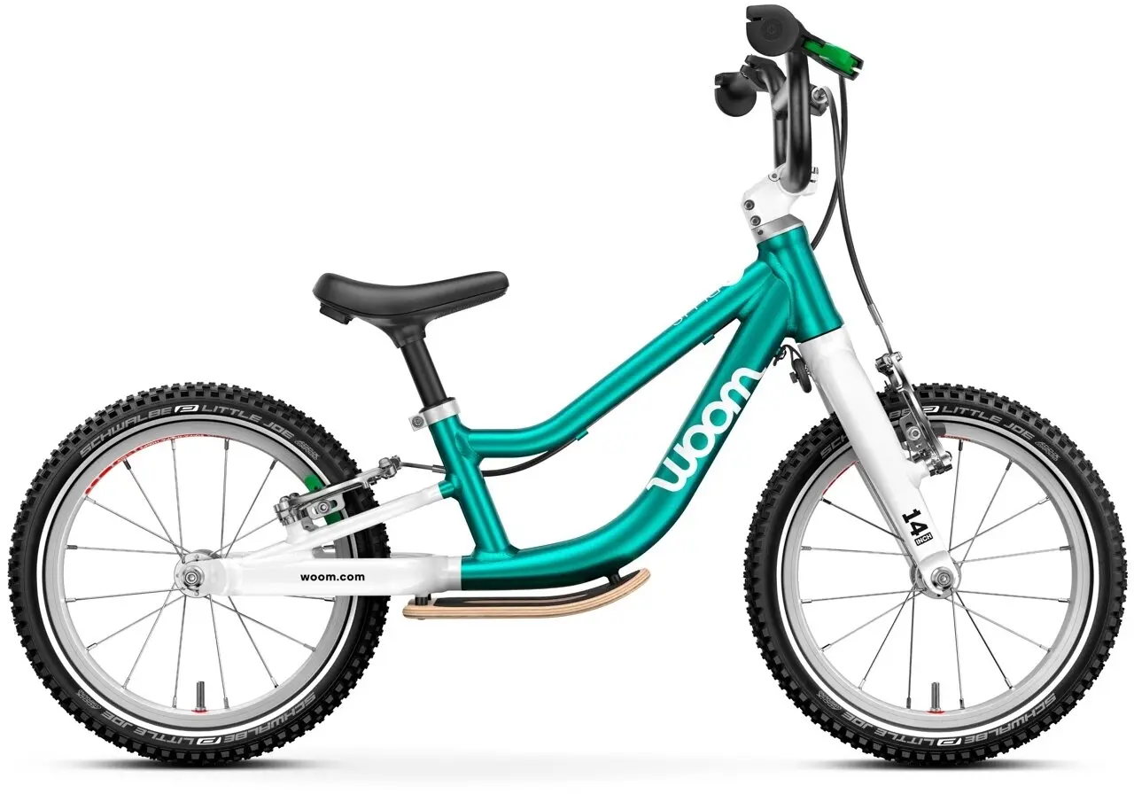 Dětské odrážedlo 14" Woom 1 Plus GO - metallic petrol/ turquoise uni