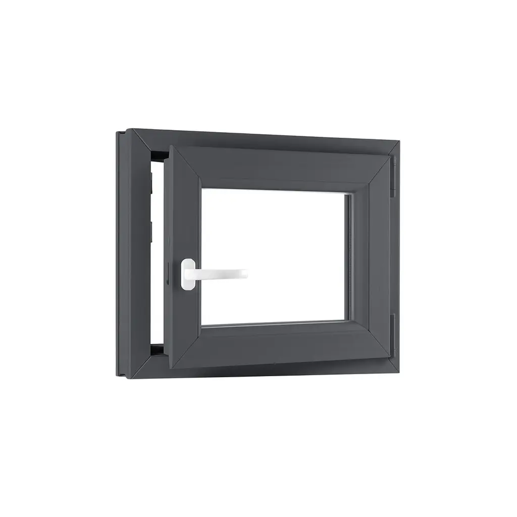 Jednokřídlé plastové okno sklepní 500x700 mm, antracit / bílé, dvojsklo, pravé, OLIMPIA 60 AD
