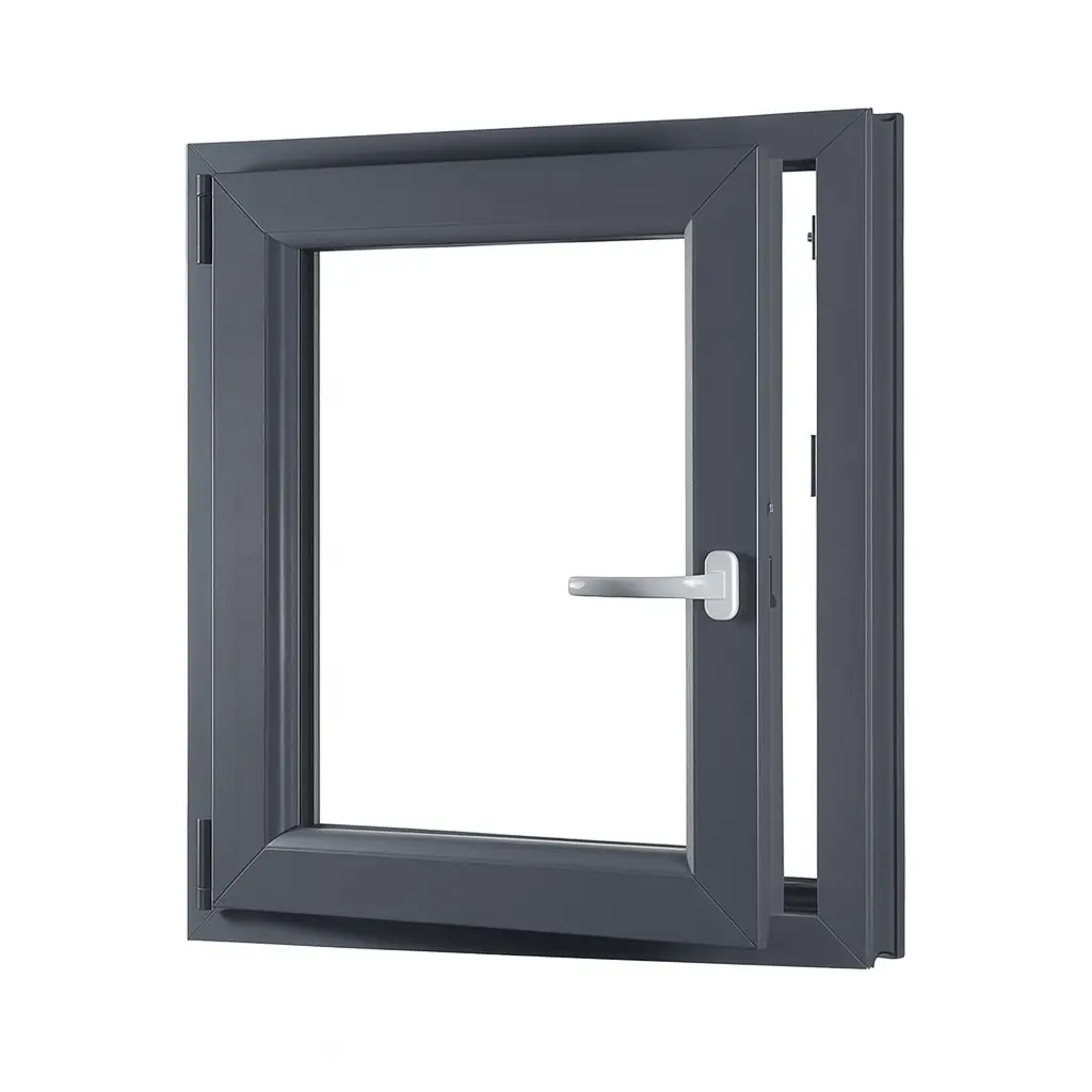 Jednokřídlé plastové okno sklepní 600x900 mm, antracit / bílé, dvojsklo, levé, OLIMPIA 60 AD