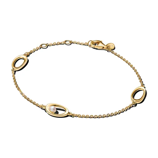 PANDORA ESSENCE pozlacený náramek s perlou a oválnými detaily náramek 564677C01