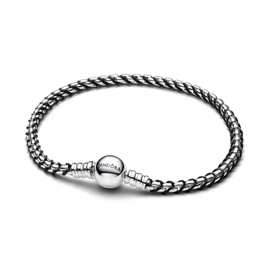 PANDORA Moments stříbrný náramek s černou pletenou šňůrkou náramek 593816C02