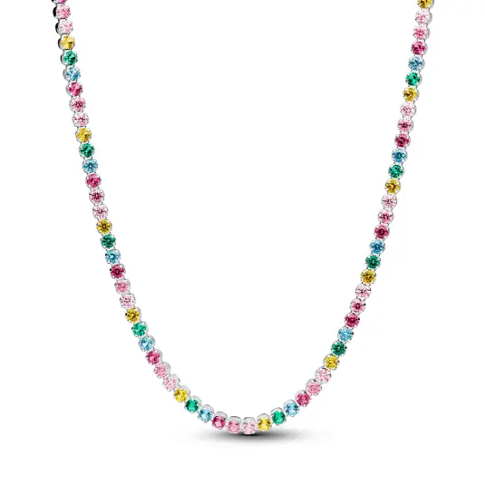 PANDORA stříbrný choker náhrdelník s barevnými kameny náhrdelník 394648C01