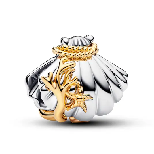 PANDORA Disney pozlacený korálek Arielina mušle přívěšek 764403C01