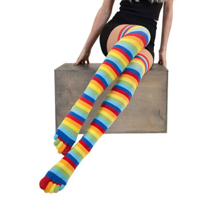 OVER-KNEE prstové nadkolenky ToeToe rainbow (duha)