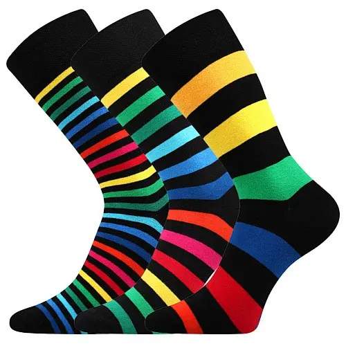 DELINE BLACK barevné trendy ponožky Lonka 43-46 mix barev - černá