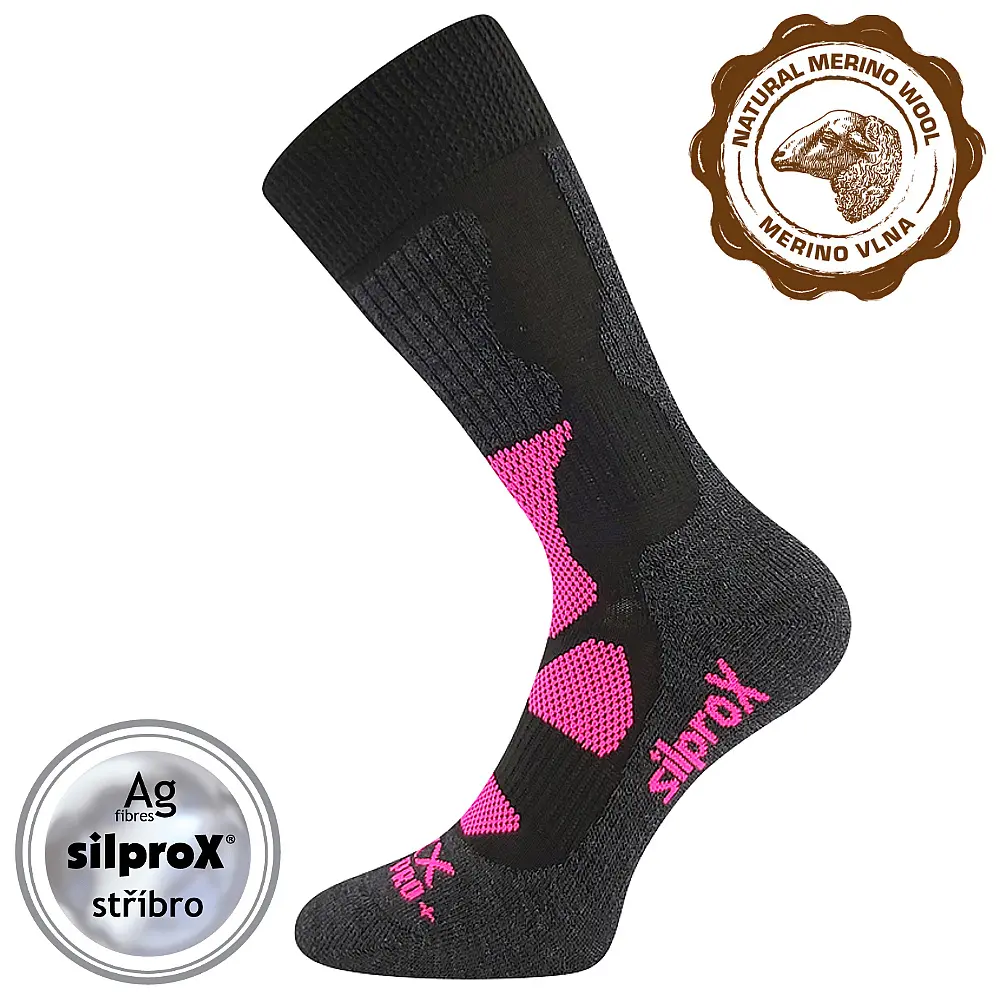 VOXX Ponožky thermo sportovní ETREX černé - růžové 35-38 118227