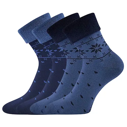 LONKA Ponožky dámské celofroté FROTANA s norským vzorem MOON BLUE (tmavě modrá/modrá) (2 páry)