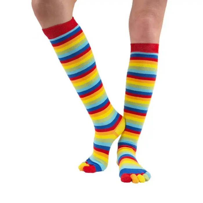 KNEE-High prstové podkolenky ToeToe rainbow (duha)