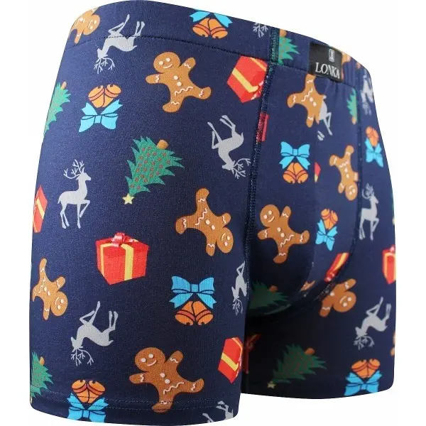 KEVIN pánské barevné elastické boxerky - VÁNOCE M