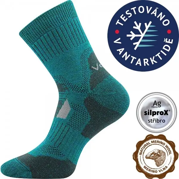 VOXX Ponožky zimní thermo z merino STABIL se stříbrem MODRO-ZELENÉ 43-46 117564