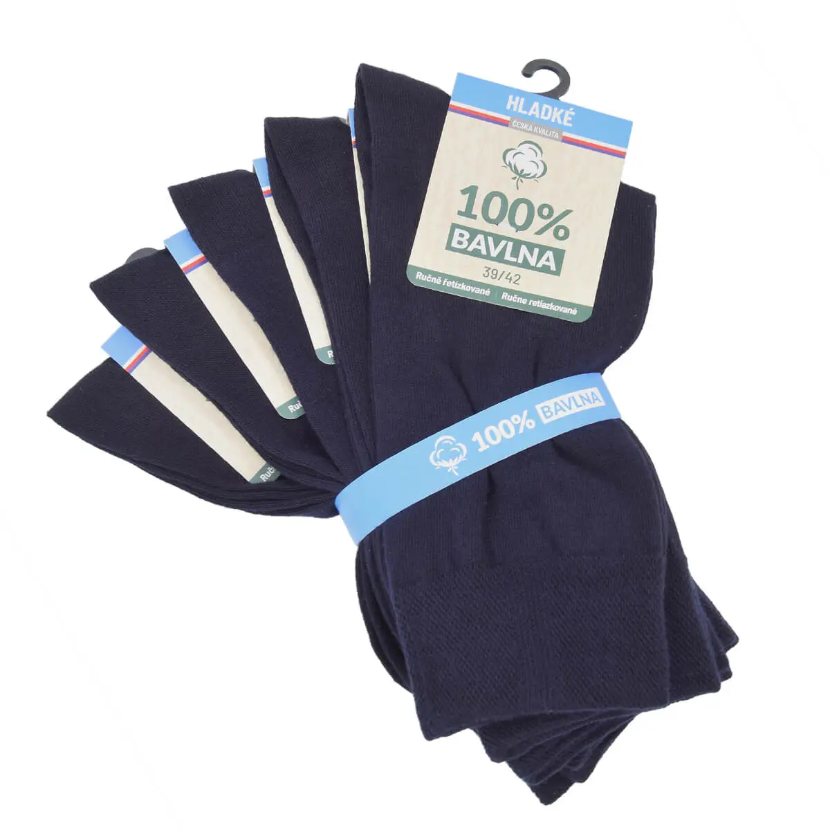 100% bavlněné hladké jednobarevné ponožky Navy 39-42