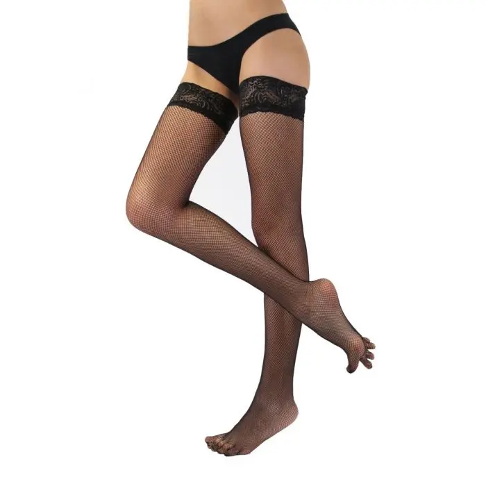 FISHNET HOLD UP silonové prstové nadkolenky ToeToe černá