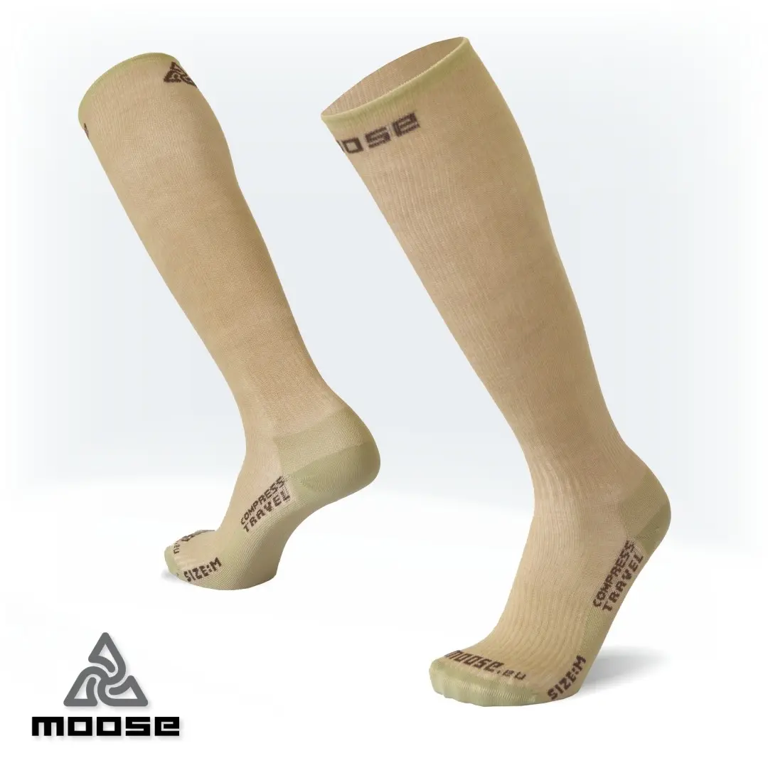 COMPRESS TRAVEL kompresní podkolenky Moose Béžová XL 1 pár