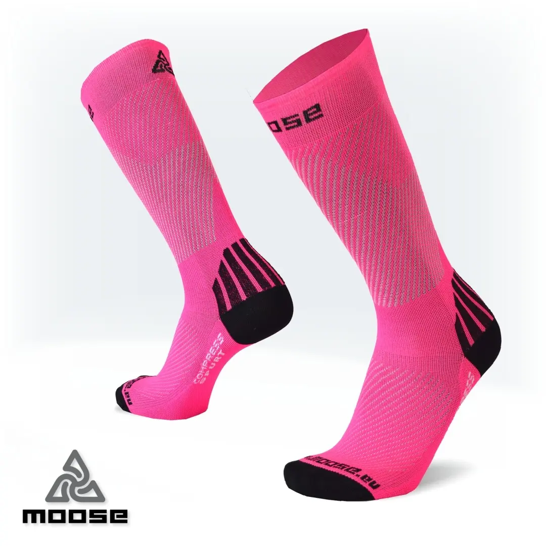 COMPRESS SPURT NEW kompresní funkční ponožky Moose Růžová M 1 pár