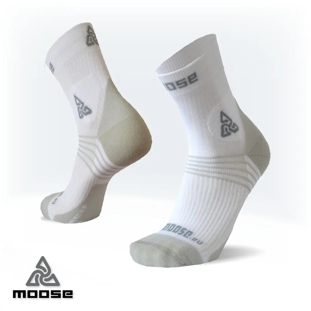 COMPRESS RUN NEW běžecké kompresní ponožky Moose Bílá XL 1 pár