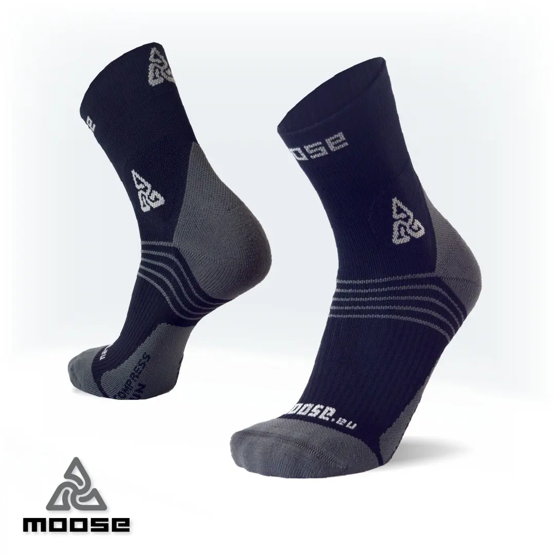 COMPRESS RUN NEW běžecké kompresní ponožky Moose Černá XXL 1 pár