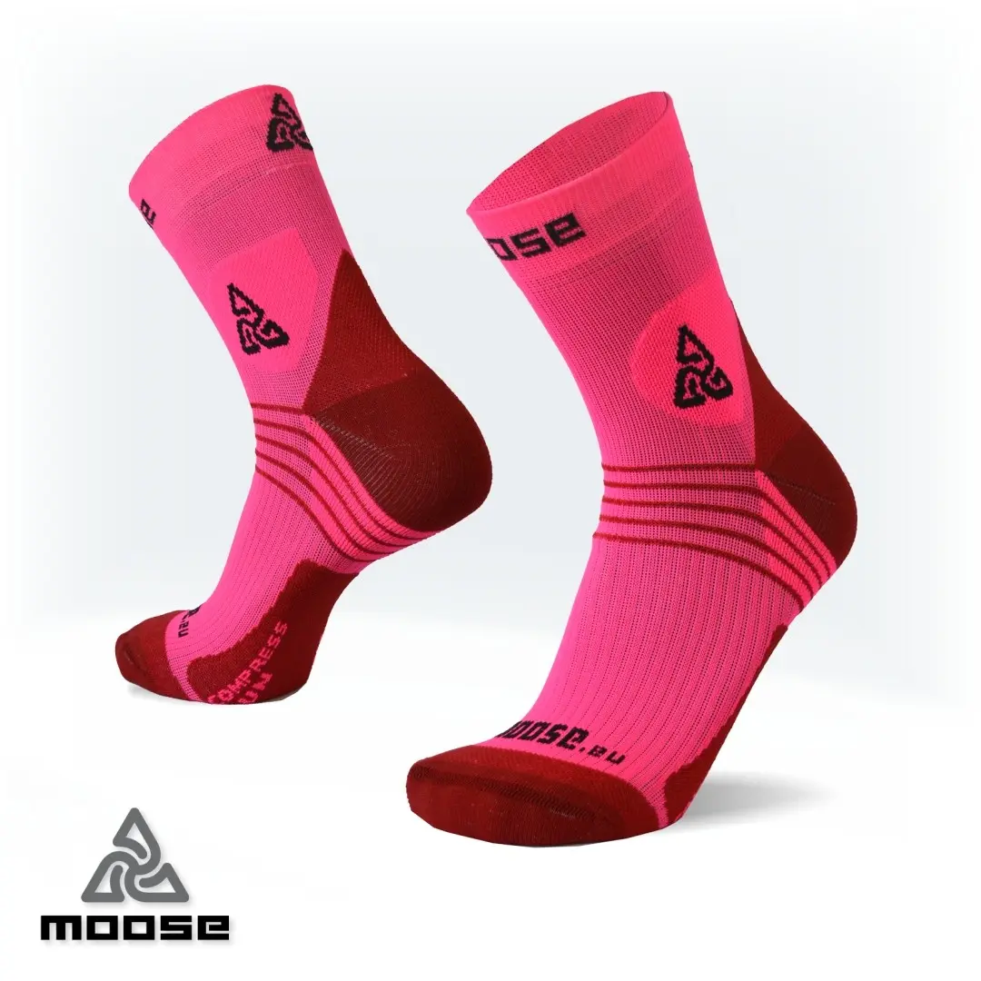COMPRESS RUN NEW běžecké kompresní ponožky Moose Růžová S 1 pár