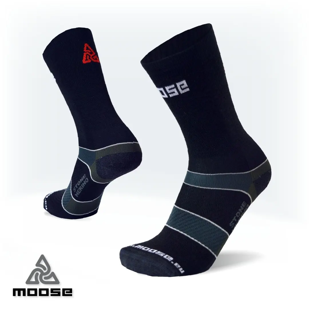 STONE MERINO outdoorové funkční ponožky Moose Černá S 1 pár