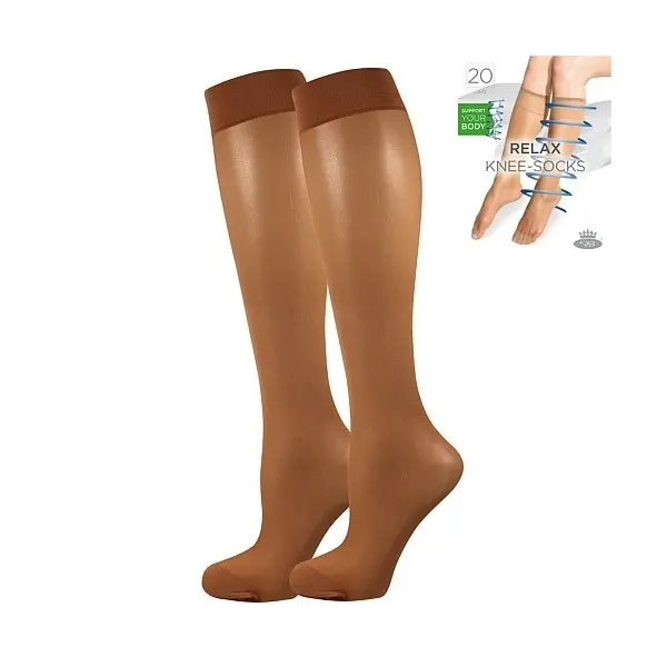 RELAX knee-socks 20 DEN punčochové podkolenky Lady B - 6 párů UNI opal