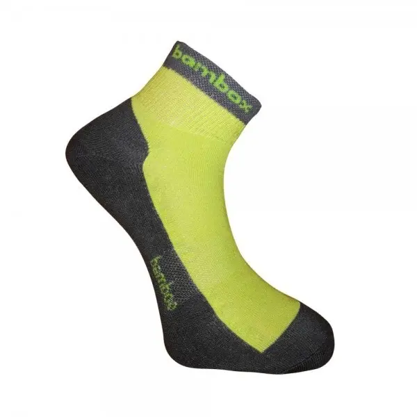 BX-2 FUN bambusové kotníčkové ponožky BAMBOX Tm. šedá / Limetka 39-42 1 pár