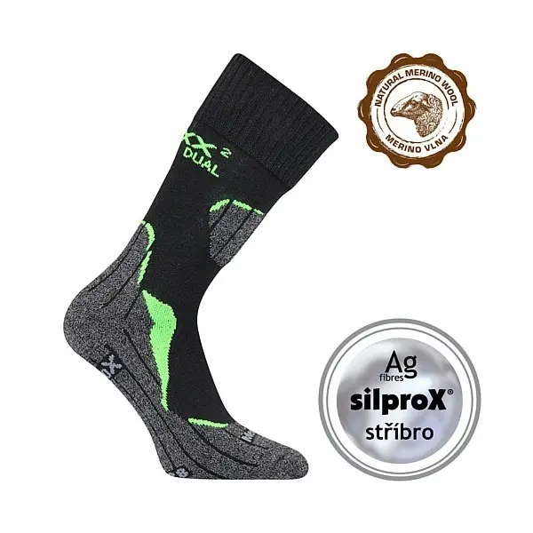 VOXX Ponožky dvouvrstvé thermo z merino DUALIX se stříbrem ČERNÉ 39-42 109003