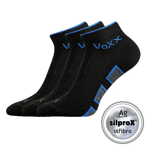 VOXX Ponožky sportovní slabé DUKATON se stříbrem ČERNÉ (3 páry)
