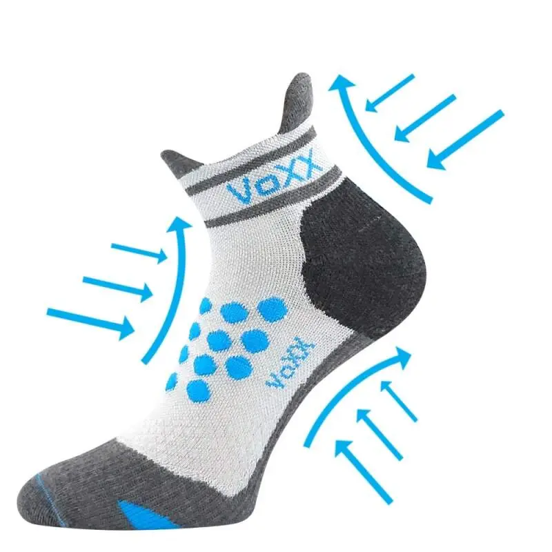 VOXX Ponožky kompresní sportovní SPRINTER nízké s ionty stříbra SVĚTLE ŠEDÉ S TMAVĚ TYRKYSOVOU 39-42 126115