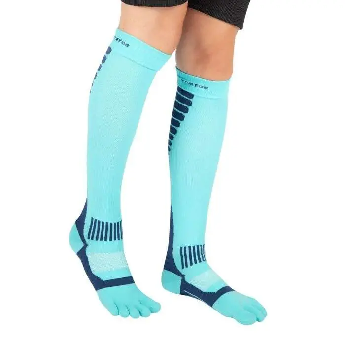 Compression Knee-High prstové kompresní podkolenky ToeToe tyrkysová S