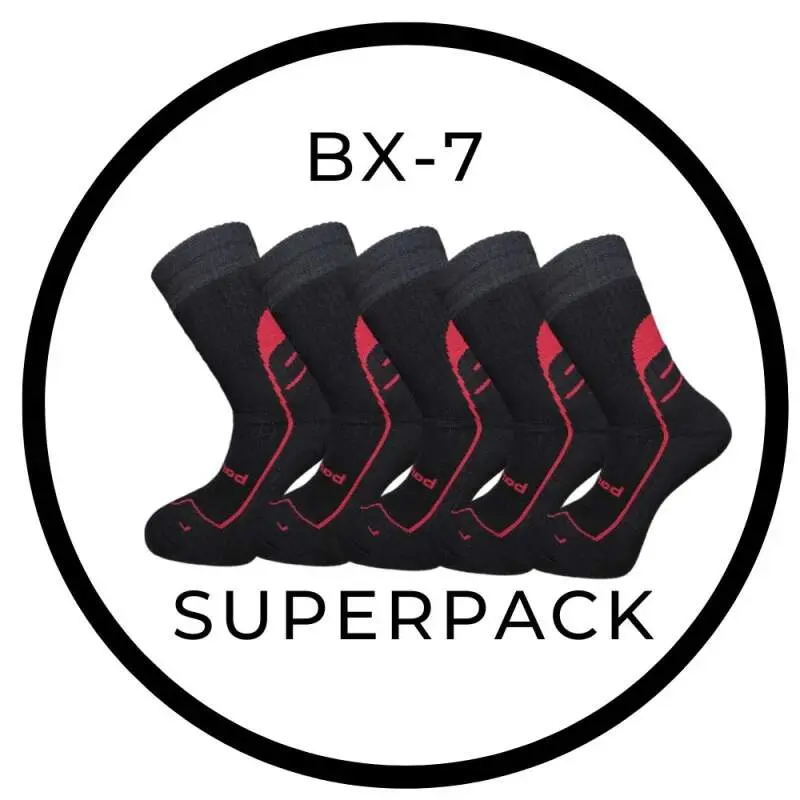 BX-7 DURABLE SUPERPACK bambusové ponožky BAMBOX - 5 párů černá / červená 47-50 5 párů