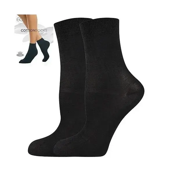 COTTON socks 60 DEN punčochové ponožky Lady B - 6 párů Černá 35-38 6 párů