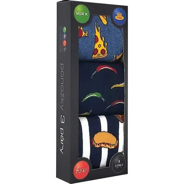 DEBOX barevné vánoční ponožky Lonka - FOOD mix L 39-42 3 páry