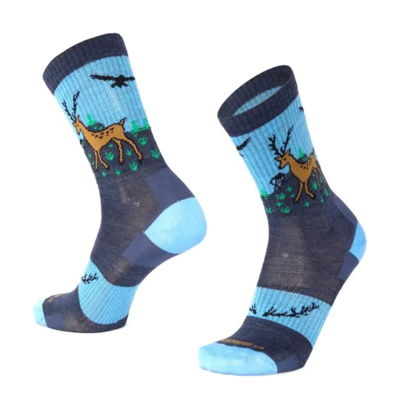 BESKYD DEER veselé merino ponožky Moose modrá 1 pár M