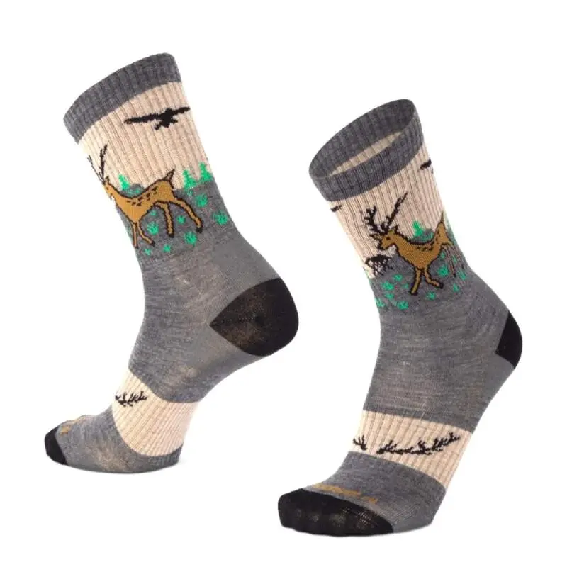 BESKYD DEER veselé merino ponožky Moose 1 pár XXL šedá