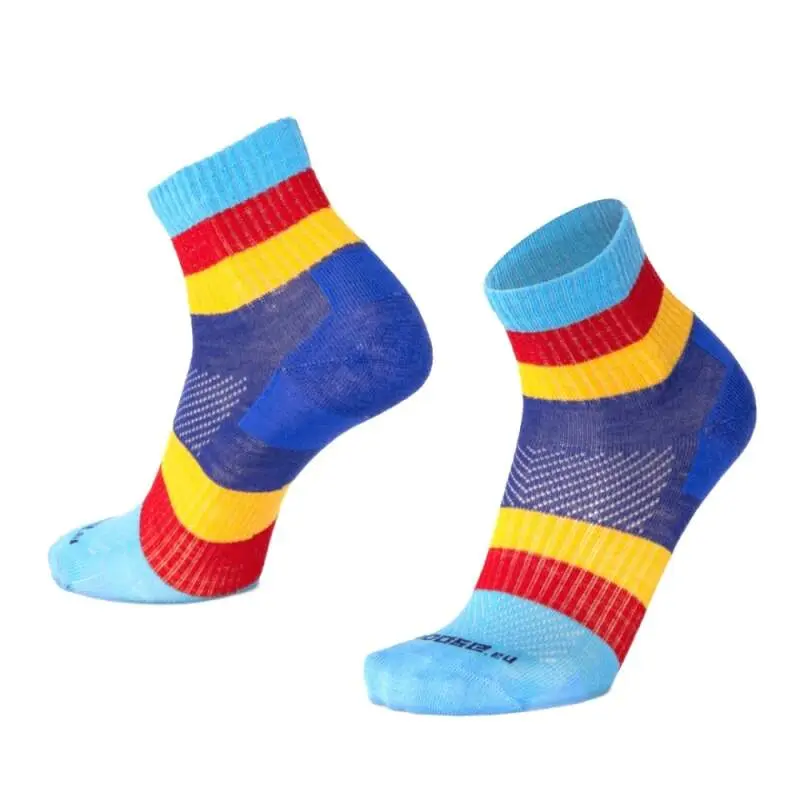 ORLIK RIBBON kotníkové pruhované merino ponožky Moose modrá M