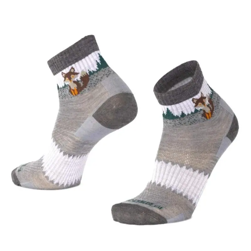 ORLIK FOX kotníkové merino ponožky s liškou Moose šedá L