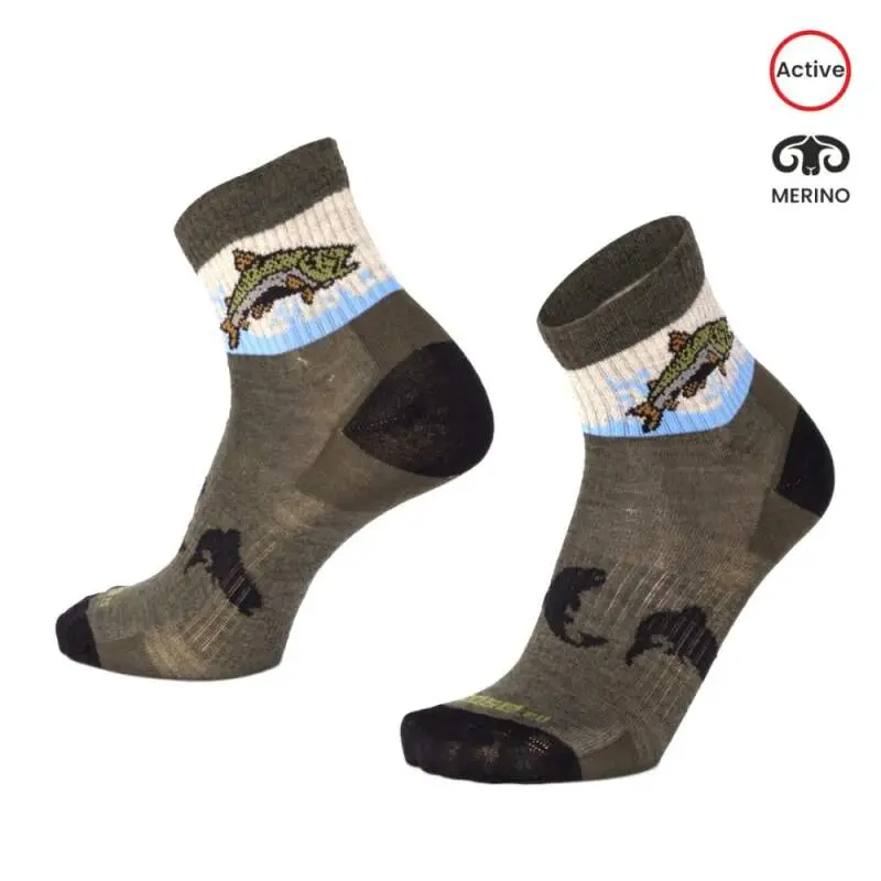 ORLIK TROUT rybářské kotníkové merino ponožky Moose zelená S