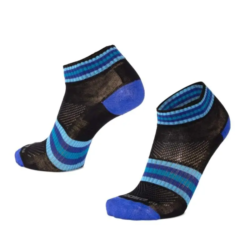 LUZY DASH nízké pruhované merino ponožky Moose modrá 1 pár XXXL