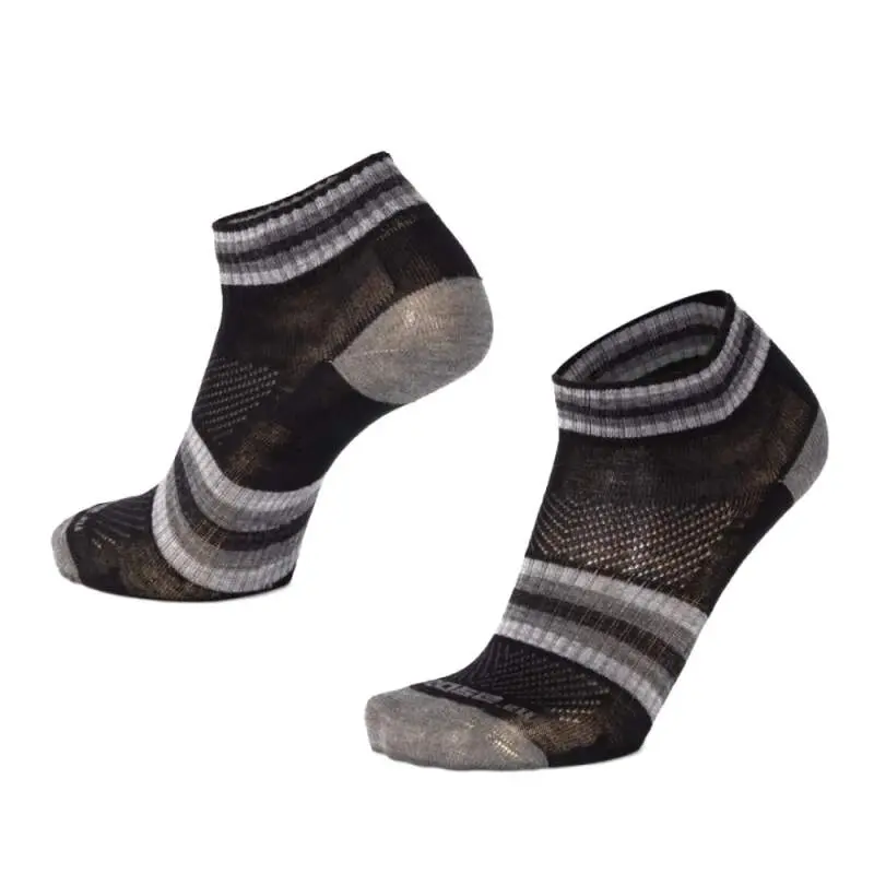 LUZY DASH nízké pruhované merino ponožky Moose šedá 3XL