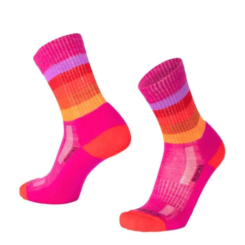 TATRAN STRIPE vysoké pruhované merino ponožky Moose růžová 1 pár L
