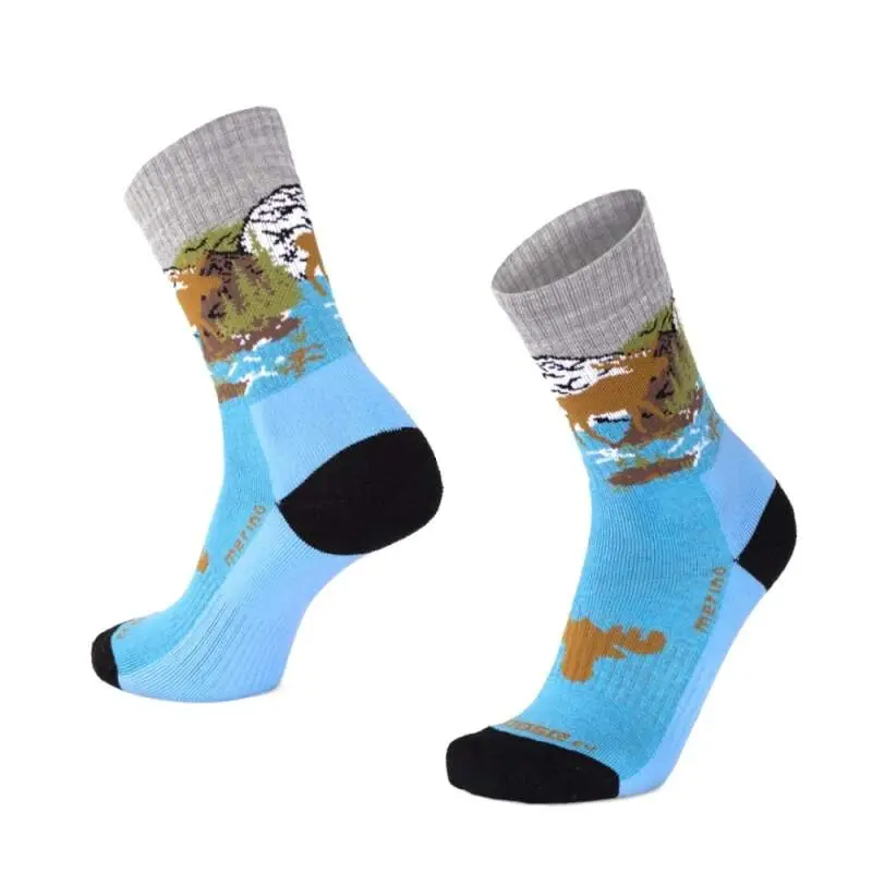 ALP BLANC veselé celofroté merino ponožky Moose modrá S