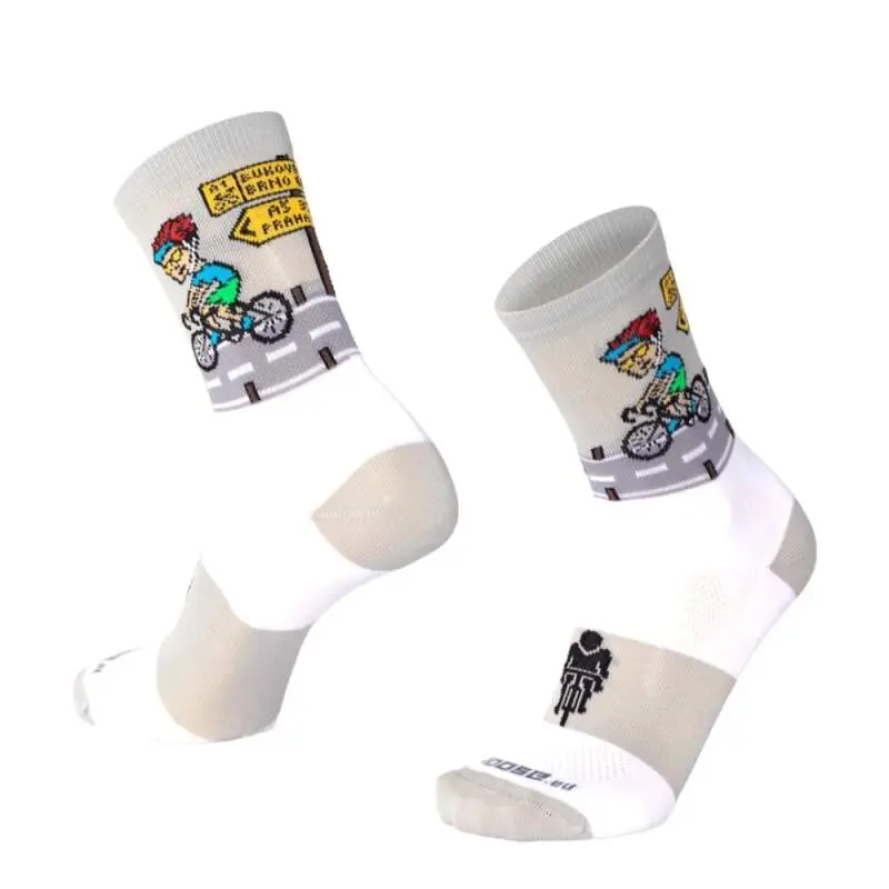 SMILE15 RIDE veselé sportovní ponožky Moose 1 pár XL Bílá