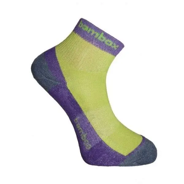 BX-2 FUN bambusové kotníčkové ponožky BAMBOX Fialová / Limetka 39-42 1 pár