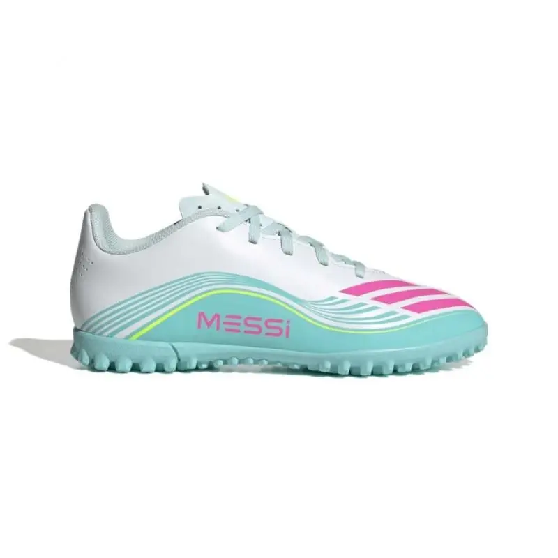 Adidas F50 Messi Club Jr TF cloud white/lucid pink/flash aqua chlapecké fotbalové kopačky turfy