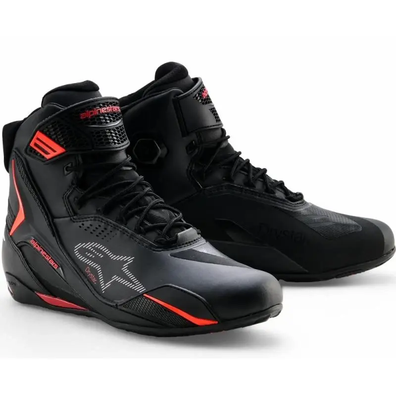Alpinestars Boty na motorku Faster-4 Drystar černo-fluo červené