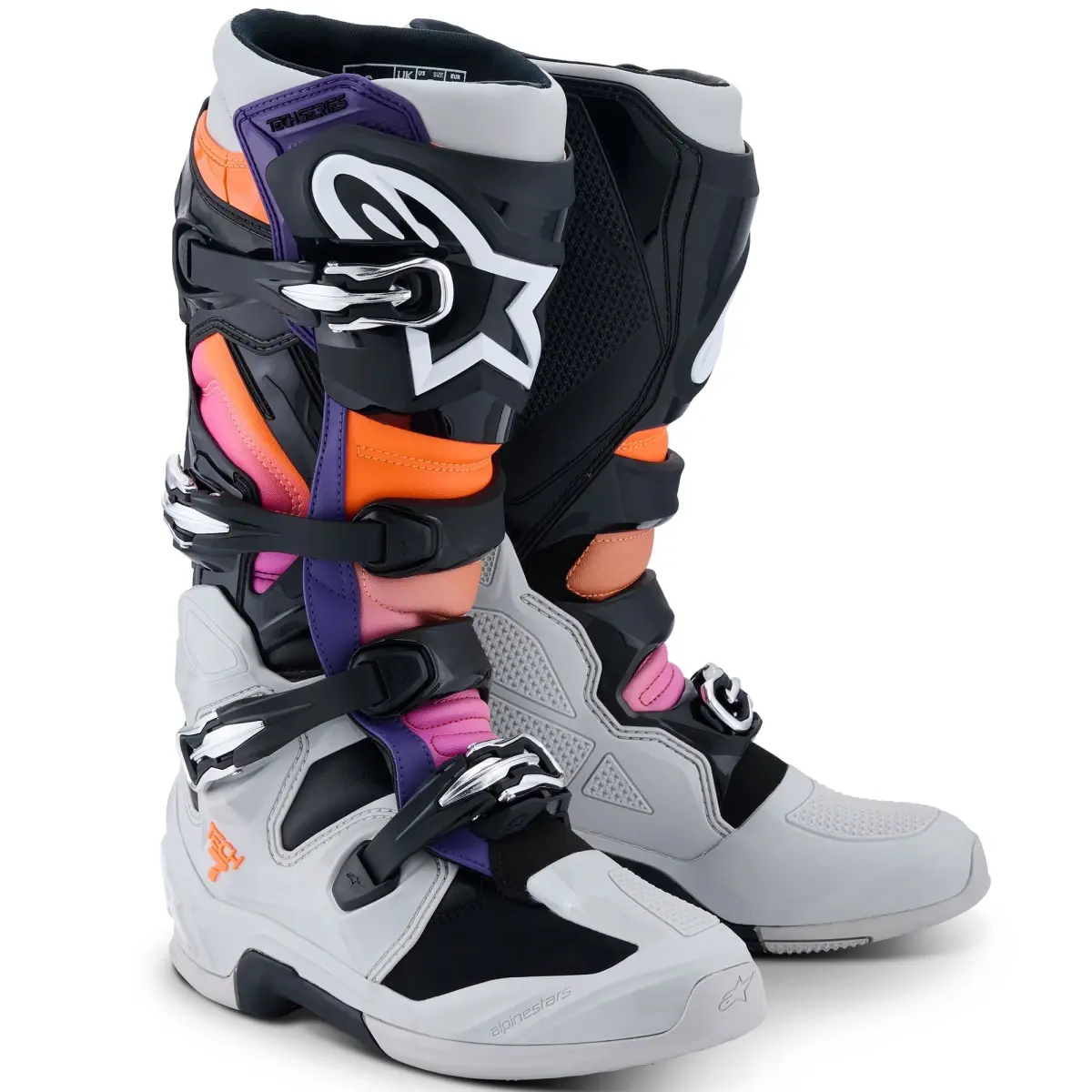 Alpinestars Tech 7 černo-světle šedo-fluo oranžovo-gradient boty na motorku