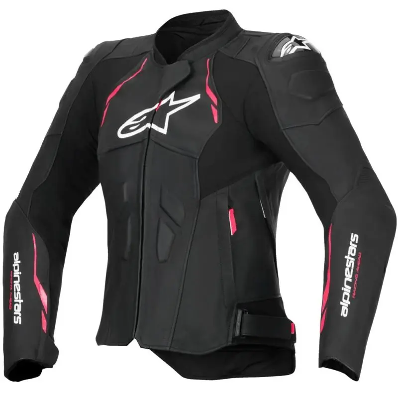 Alpinestars Stella Dusk černo-růžovo-bílá dámská kožená bunda na motorku